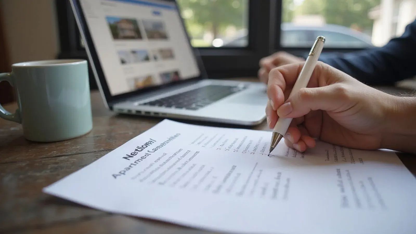 Renter crossing off automatic denial properties on a printed list