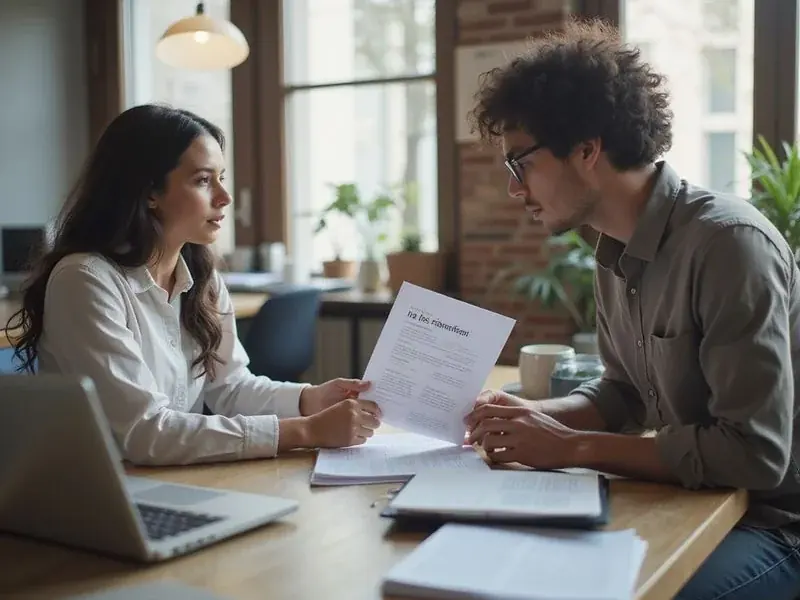Illustration of a renter meeting with an apartment locator