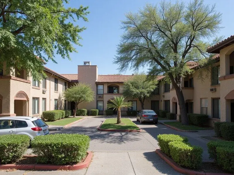 Illustration of garden style apartments in San Antonio