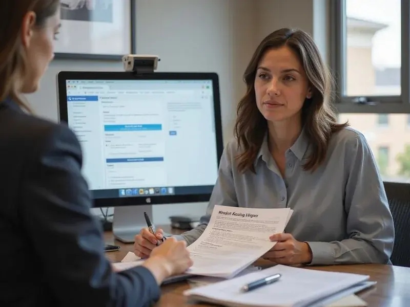 Texas leasing office going over a criminal background report